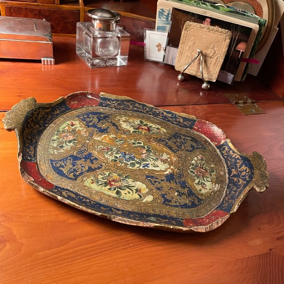 Antique Florentine Wood Tray - Picture 1 of 5